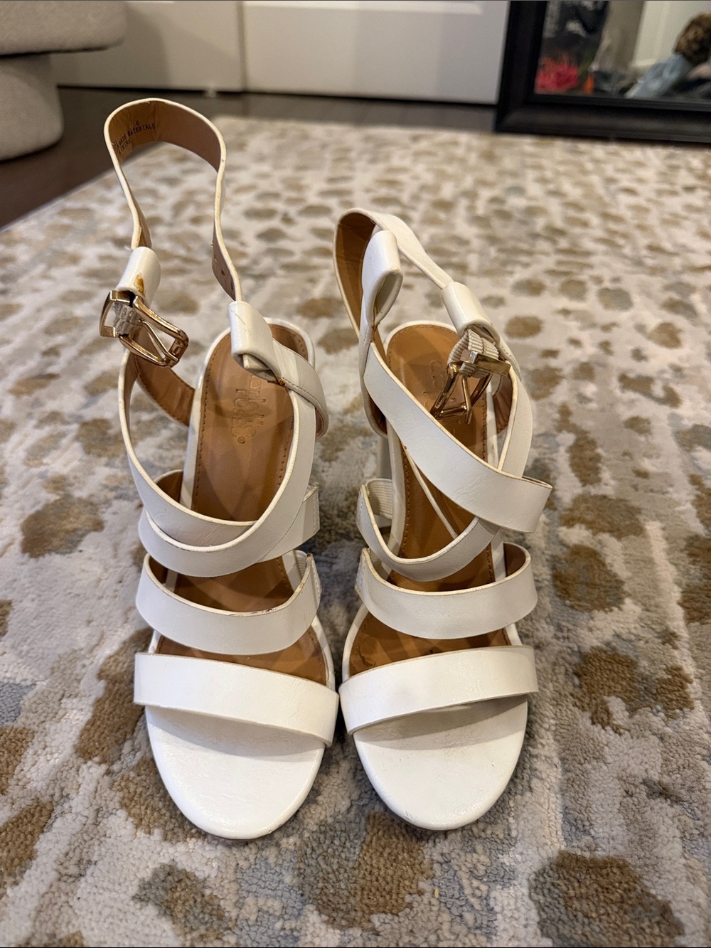 Aldo White Multi-Strap Slingback Heeled Sandals